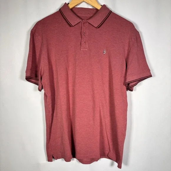 John Varvatos Star USA Polo Shirt Mens XL Peace Logo Embroidered Cotton Casual - Picture 2 of 7